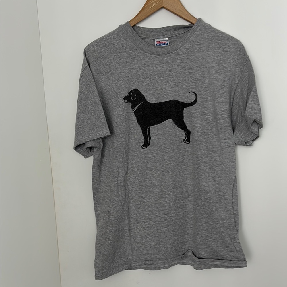 Hanes Gray and Black Short Sleeve Tee with Dog Silhouette